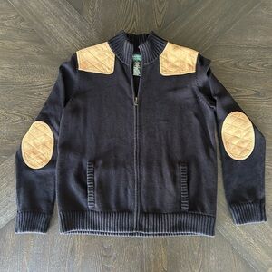 Lauren Ralph Lauren Women’s Black Zip Up Jacket Suede Detailing